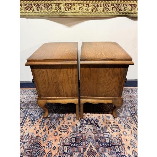 Wood Louis XVI Style Nightstands in Oak, Set of 2 For Sale - Image 7 of 8