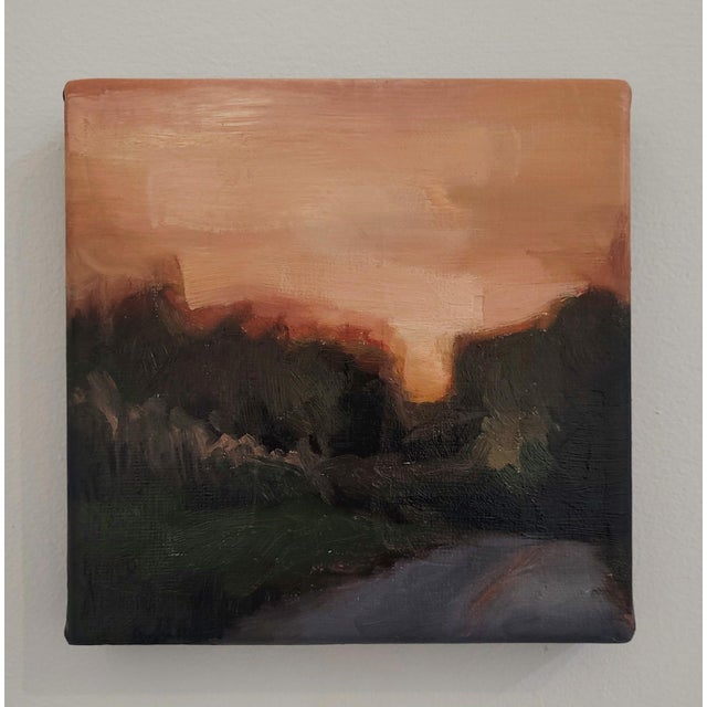 Boundless presents a serene landscape at dusk, where soft hues of orange and muted greens blend seamlessly to evoke a...