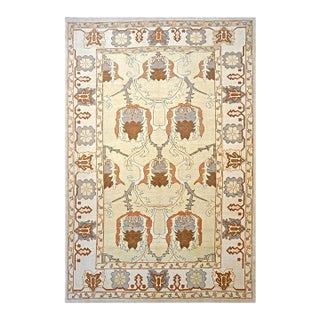21st Century Turkish Oushak 9x13 Gray, Ivory & Brown Handmade Wool Area Rug #1140109 For Sale