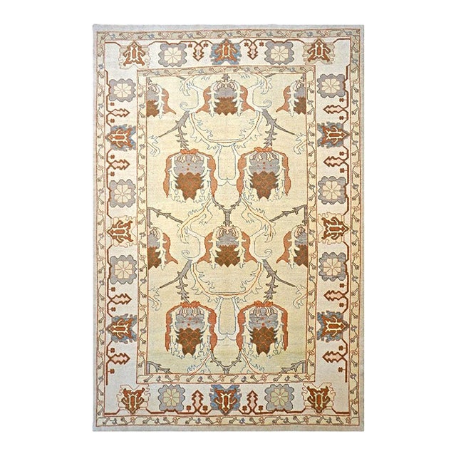 21st Century Turkish Oushak 9x13 Gray, Ivory & Brown Handmade Wool Area Rug #1140109 For Sale