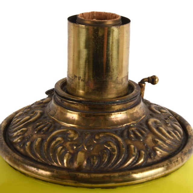 Late 19th Century Antique Chartreuse Cased Glass Genie Oil Lamp, Electrified, C. 1880–1900, Continental Europe For Sale - Image 5 of 6