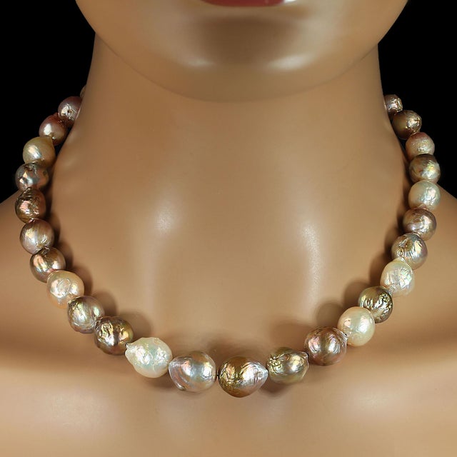 Traditional Ajd 18 Inch Baroque Gently Graduated Pearl Necklace For Sale - Image 3 of 5