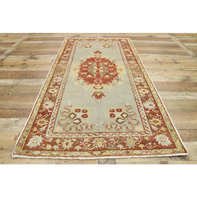 Textile Distressed Vintage Turkish Oushak Rug - 3′4″ × 6′9″ For Sale - Image 7 of 10