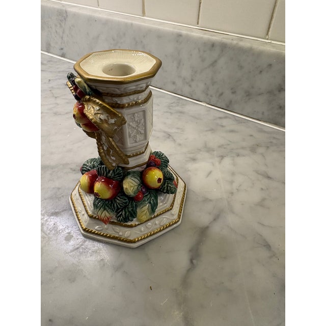 Renaissance 1980s Fitz and Floyd Renaissance Style Holiday Candlestick Holder For Sale - Image 3 of 6