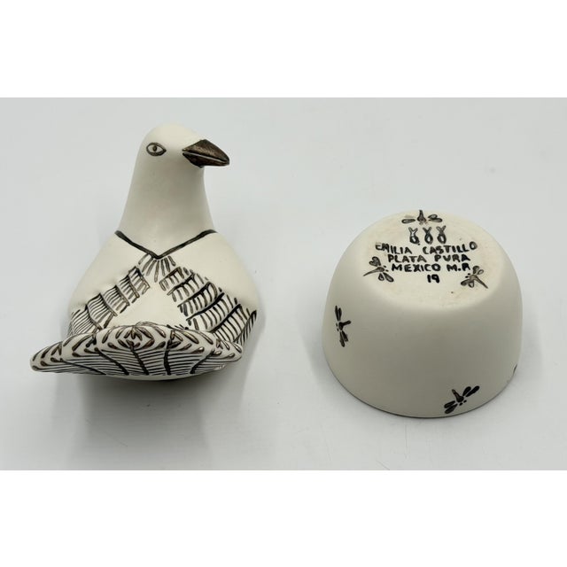 Emilia Castillo Taxco Porcelain & Pure Silver Dove Jewelry Box, Mexican Modern For Sale - Image 12 of 18