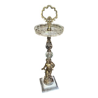 Vintage Standing Crystal Cigarette Stand For Sale
