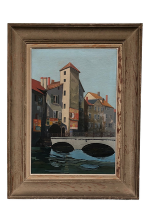 French Artist, Annecy Le Pont Morens, 1960s, Oil Painting on Panel, Framed