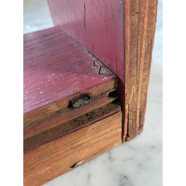 Primitive Folk Art Sculptural Wall Shelf in Red Paint For Sale - Image 15 of 18