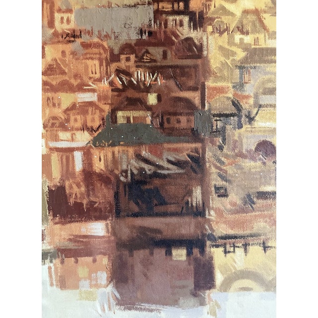 Mid 20th Century Abstract Textured Cityscape in Earth Tones -Signed Brodzinsky For Sale In Chicago - Image 6 of 10
