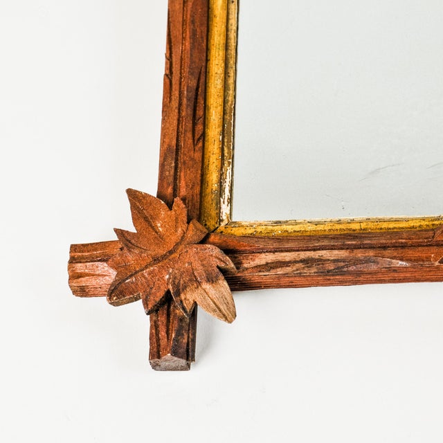 Antique Folk Art Carved Wood Tramp Adirondack Gilt Mirror in Brown and Gold For Sale - Image 4 of 10