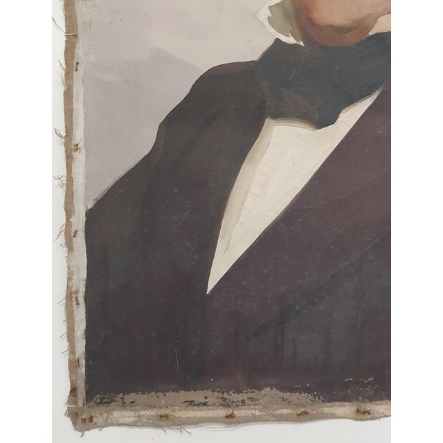 1970s 1970s Male Portrait Oil Painting, Ukrainian Art (80-60) For Sale - Image 5 of 6
