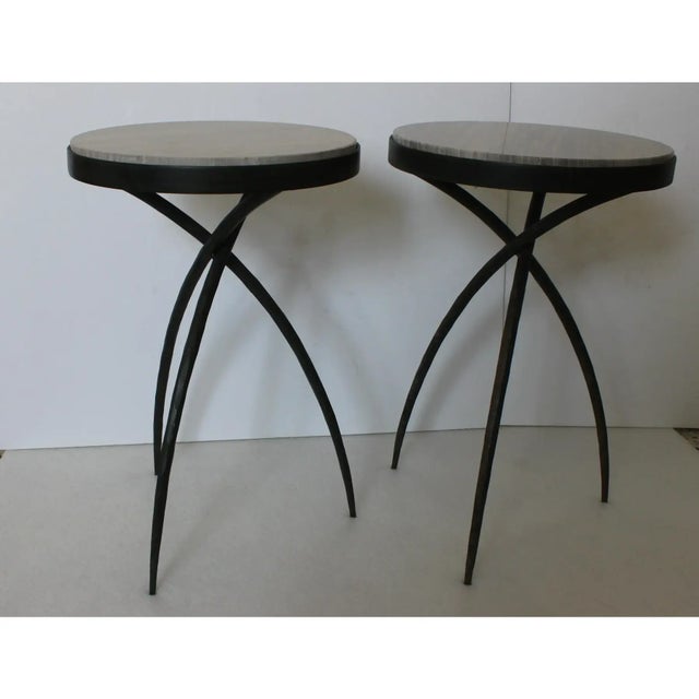 Mid-Century Modern Marble Top Side Tables 1990s - A Pair For Sale - Image 3 of 18