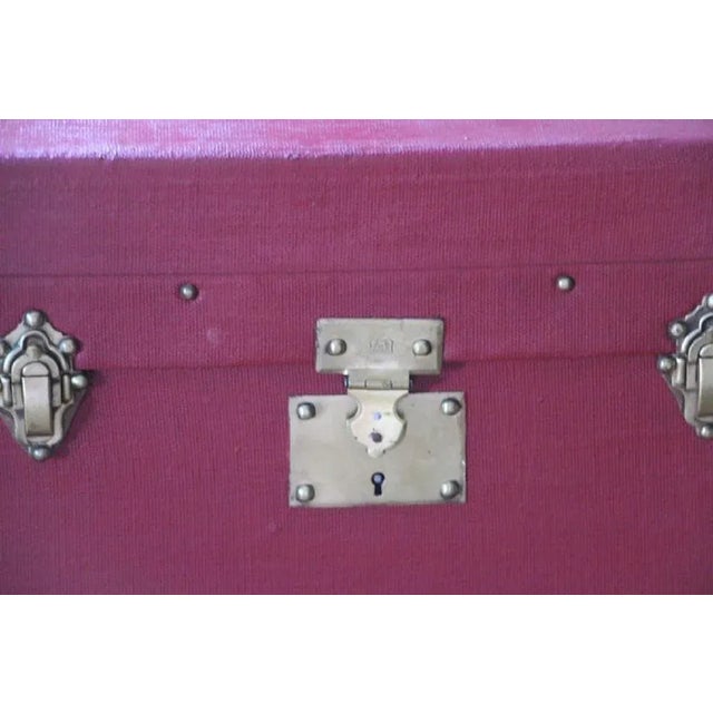 1930s Cube Shape Red Canvas Trunk, 1930s For Sale - Image 5 of 15
