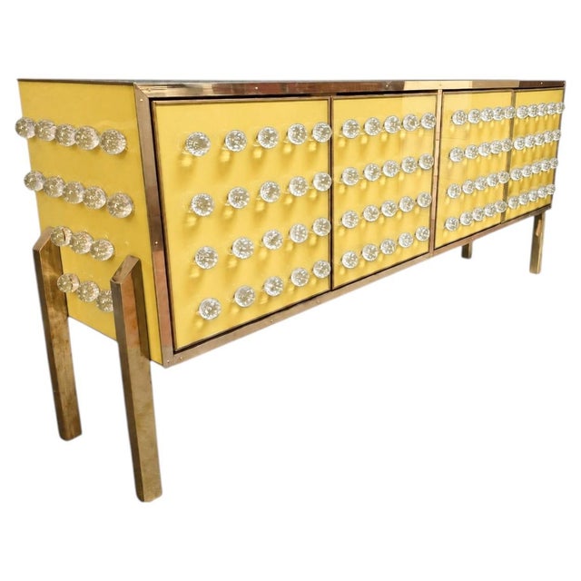 Butter Yellow Italian Sideboard with 120 Murano Glass Spheres from Justfurnituress SRL For Sale - Image 10 of 10