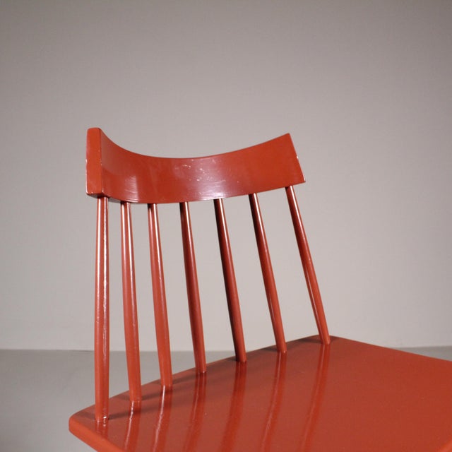 Vintage Scandinavian Red Chairs from Hagafors, Set of 4, in Good conditions. Designed 1960 to 1969