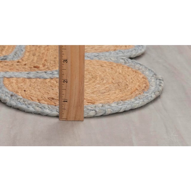 Grey Trim Jute Scallop Braided Handmade Rug - 2'x3' For Sale - Image 10 of 13