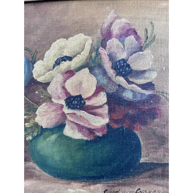 Rustic Still Life with Flowers, Oil Painting, Framed For Sale - Image 3 of 15