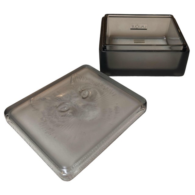 Art Deco Art Deco Style Lalique French Crystal Cat Box For Sale - Image 3 of 5