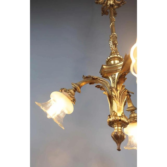 Small Antique Gilded Bronze Chandelier For Sale - Image 4 of 9