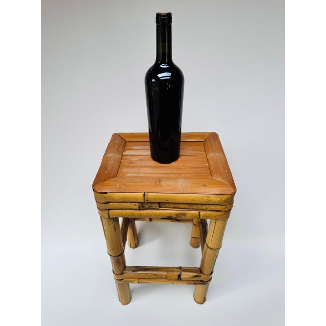 Vintage Bamboo Plant Stand Side Table Boho 20" For Sale - Image 11 of 11