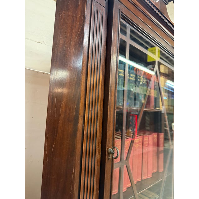 Antique Georgian Revival Mahogany Corner China Cabinet With Astragal Glass For Sale In Los Angeles - Image 6 of 8