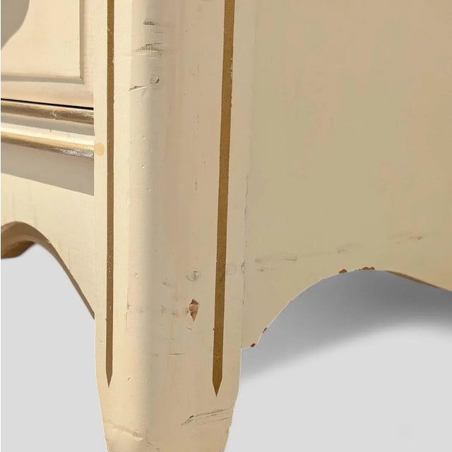 Wood Vintage French Provincial Cream and Gold Dresser With Mirror – 1970s For Sale - Image 7 of 11