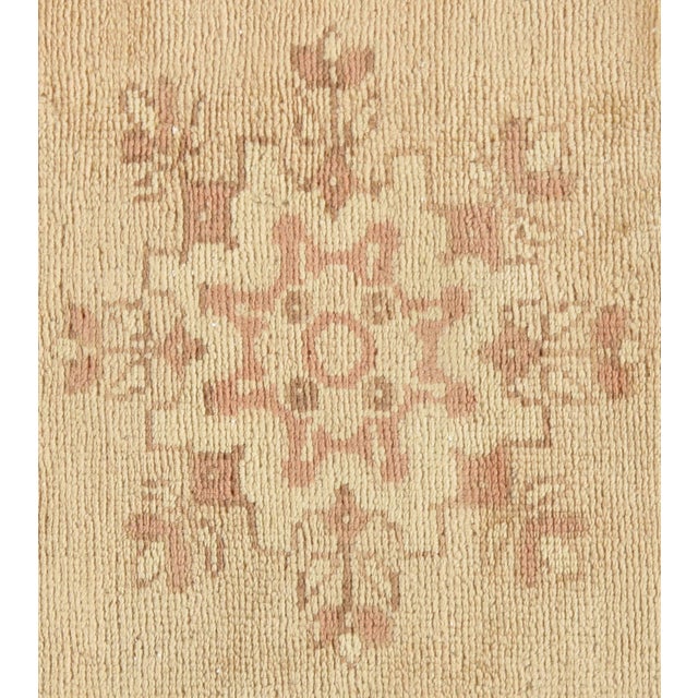 Textile Antique Oushak Runner, Turkish and Oriental Rug, Handmade Beige Rug For Sale - Image 7 of 16