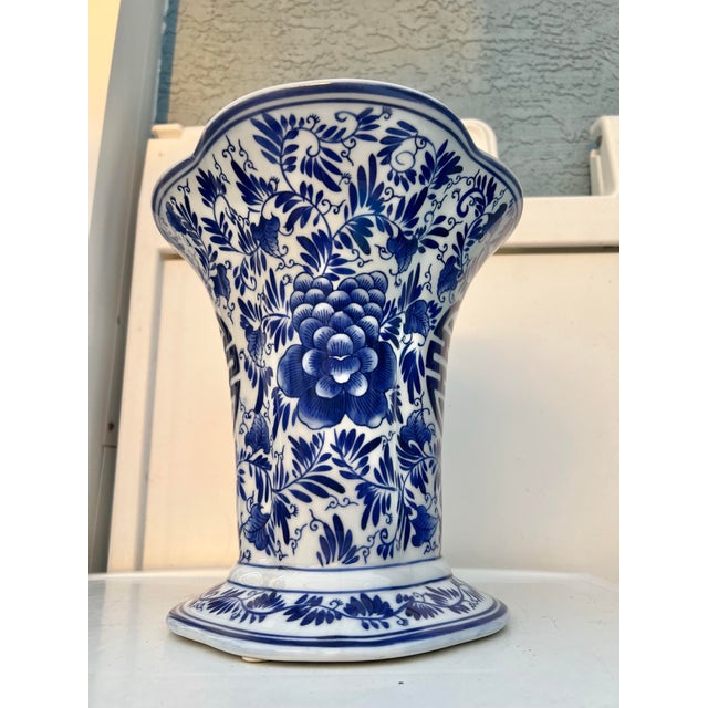 Late 20th Century Vintage Blue and White Asian Style Vase For Sale - Image 5 of 7