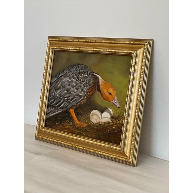 1970s Vintage Framed Art Painting of Serene Scene For Sale - Image 4 of 5