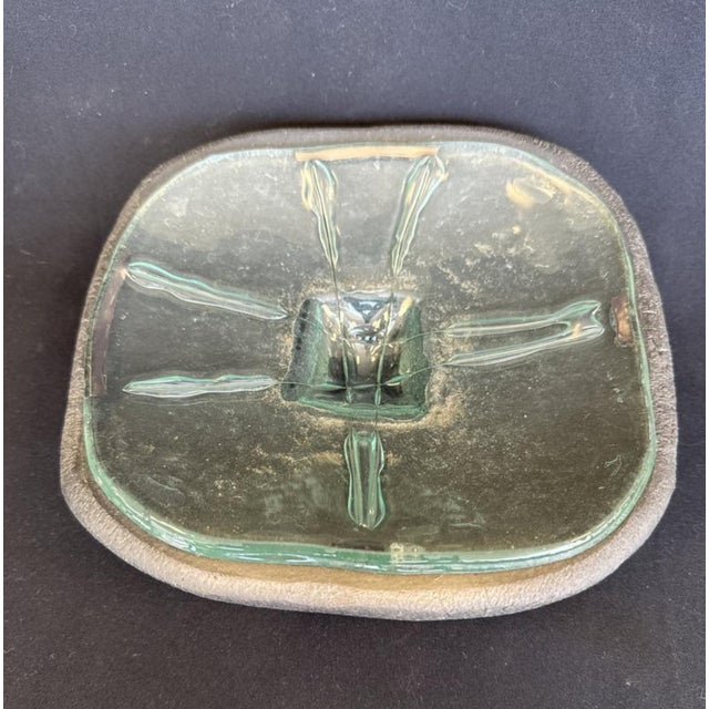 Table Bowl in Ceramic with Glass and Steel Inlay by Jean Fradin, 1970 For Sale - Image 3 of 7