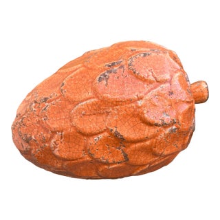 Vintage Large 10” Glazed Terracotta 1970’s Italian Pinecone Garden Ornament For Sale