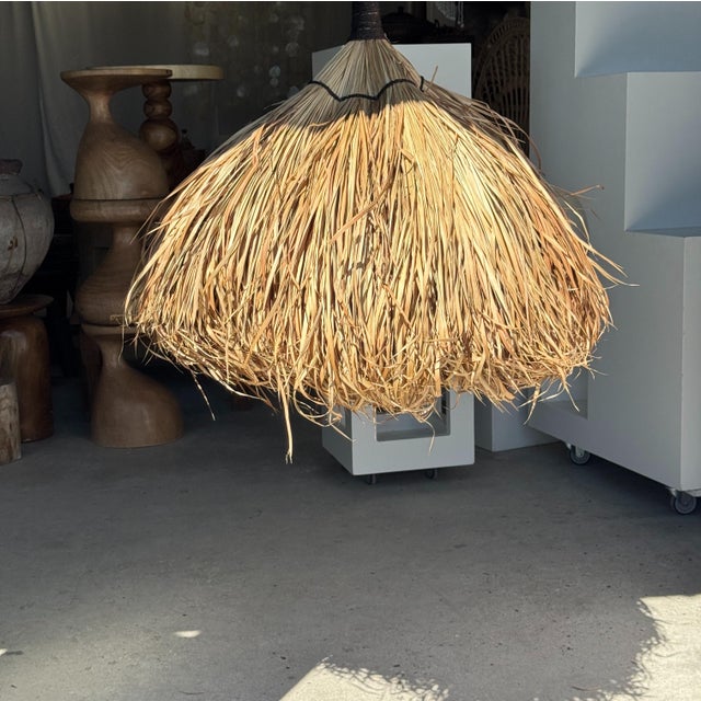 Wood Pendant Light or Lampshade in Alang Alang Fibers For Sale - Image 7 of 15
