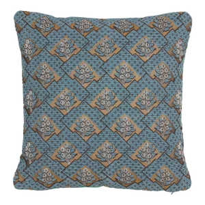 Schumacher Blair Silk Épinglé 16" Pillow in Worcester Blue