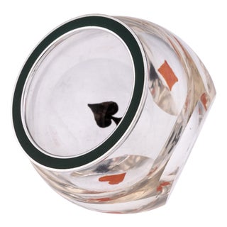 Vintage French Silver-Mounted Cut Glass Dice Thrower, 1931 For Sale