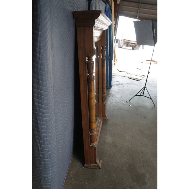 Wood Antique Victorian Renaissance Revival Walnut Burl Pier Over Mantel Wall Mirror For Sale - Image 7 of 15