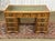 Vintage English Flat Desk with Drawers in Yew Wood with Leather Top, 1970s For Sale - Image 4 of 15