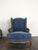 Louis XV Style Wingback Lounge Chairs in Blue Velvet, Set of 2 For Sale - Image 6 of 8