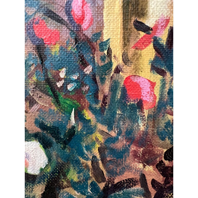 Sky Blue Framed European Mountain Village Oil Painting, Signed "Kyung" For Sale - Image 8 of 15