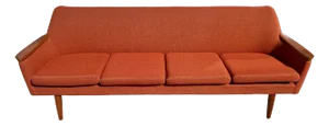 Mid 20th Century Mid Century Modern Norwegian Teak Sofa Attributed to Pi Langlos Fabrikker, Four Seater - Unmarked