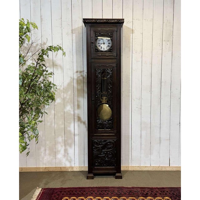 Oak Clock with Saint Gonery Motifs by Joseph Savina For Sale - Image 3 of 18
