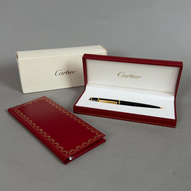Vintage Diabolo Pen Black Lacquer Gold with Box Ref by Must De Cartier, 1990 For Sale - Image 11 of 11
