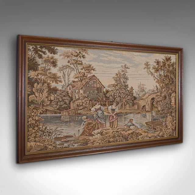 1930s Vintage French Needlepoint Panoramic Tapestry For Sale - Image 10 of 10