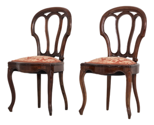 Isabelline Style Side Chairs in Dark Brown Mahogany with Upholstered Seats, 1970s, Set of 2