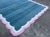 Handmade Cotton 4 Sided Scalloped Rug Celadon Blue With Cream and Pink Border - 9'x12' For Sale - Image 6 of 10