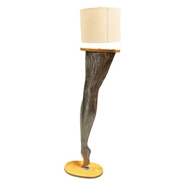 Mid-Century Modern 1990s Postmodern Brushed Steel Female Leg Marilyn Monroe Floor Lamp W/ Shade For Sale - Image 3 of 7