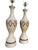 Vintage Mid Century Modern Chalkware Lamp Pair — Neutral Ribbed Texture For Sale - Image 4 of 11