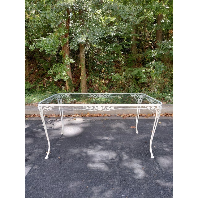 Late 20th Century Vintage Hollywood Regency Metal and Glass Garden Dining Set, 5 Pieces For Sale - Image 5 of 8