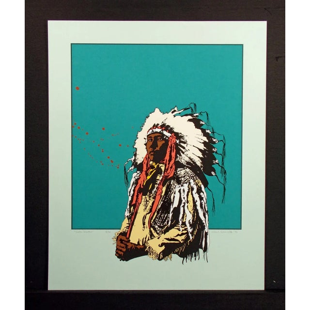 "Sinte Gleska" unframed Limited Edition Serigraph on Fine Art Paper Hand signed by Ward Churchill Paper Size: 28-1/2" x...
