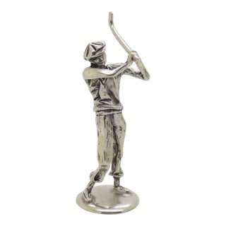 Vintage Italian Handmade Genuine Silver Golf Player Rare Figurine Sculpture For Sale