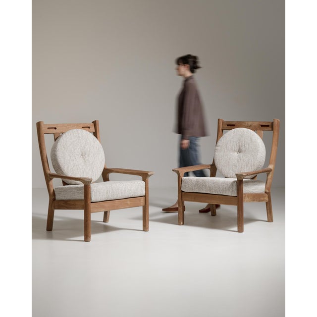 White Pair of Danish Mid-Century Modern Upholstered Armchairs, Antique, Denmark, Circa 1970 For Sale - Image 8 of 12